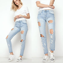 Load image into Gallery viewer, Ripped High Waist Denim Jeans
