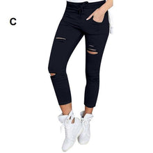 Load image into Gallery viewer, Shredded Elastic Drawstring Waist Pants