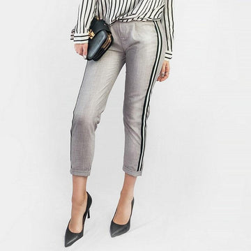 Striped Elastic Waist Pants