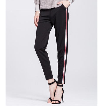 Striped Elastic Waist Pants