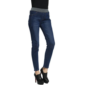 Thick Elastic Waist Jeans