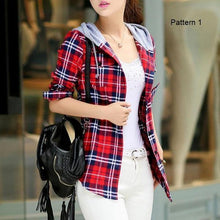 Load image into Gallery viewer, Plaid Zip-Up Hooded Shirt