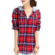 Load image into Gallery viewer, Plaid Zip-Up Hooded Shirt