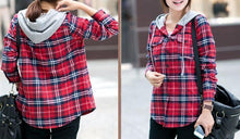 Load image into Gallery viewer, Plaid Zip-Up Hooded Shirt