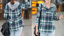 Load image into Gallery viewer, Plaid Zip-Up Hooded Shirt