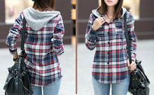 Load image into Gallery viewer, Plaid Zip-Up Hooded Shirt
