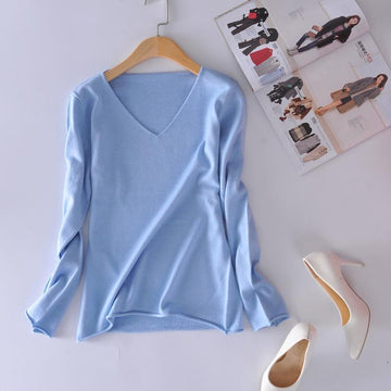 Solid V-Neck Sweater
