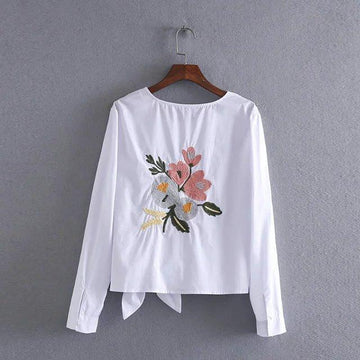 Floral & Bow Tie Blouse