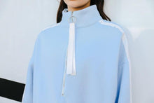 Load image into Gallery viewer, Striped Zip-Up Collar Warm Sweatshirt