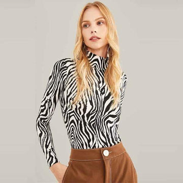 Zebra Stand Collar Shirt
