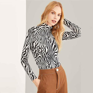 Zebra Stand Collar Shirt