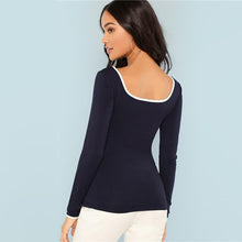 Load image into Gallery viewer, Navy Scoop Neck Shirt