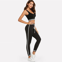 Load image into Gallery viewer, LOVE Striped Drawstring Leggings