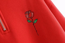 Load image into Gallery viewer, ROSE Zip-Up Collar Sweatshirt