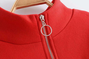 ROSE Zip-Up Collar Sweatshirt