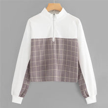 Load image into Gallery viewer, Plaid Stand Collar Sweatshirt