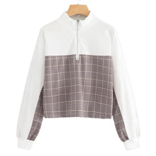 Load image into Gallery viewer, Plaid Stand Collar Sweatshirt