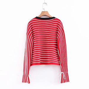 Striped Flare Sleeve Sweater
