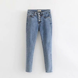 Button-Up Elastic Jeans