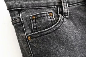 Button-Up Elastic Jeans