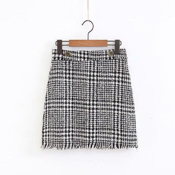 Europe & American Fashion Tweed Mini Skirt
