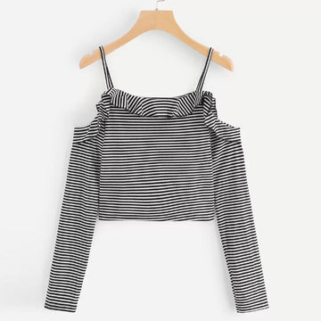 Ruffled Crop Off-Shoulder