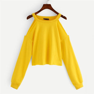 Open Shoulder Crop Sweatshirt