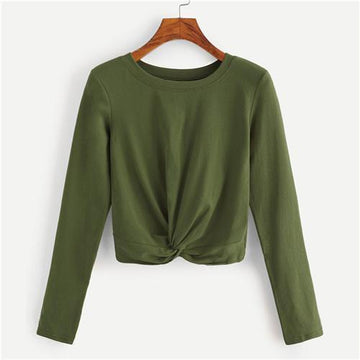 Solid Twist Hem Shirt