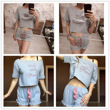 Load image into Gallery viewer, &#39;Rise and Grind&#39; Pajama Top &amp; Frill Hem Shorts (2 Piece Set)