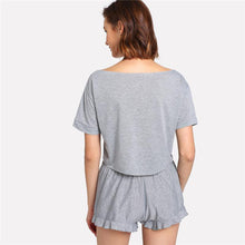 Load image into Gallery viewer, &#39;Rise and Grind&#39; Pajama Top &amp; Frill Hem Shorts (2 Piece Set)