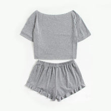 Load image into Gallery viewer, &#39;Rise and Grind&#39; Pajama Top &amp; Frill Hem Shorts (2 Piece Set)