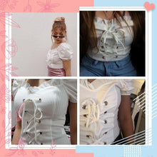 Load image into Gallery viewer, Frill Collar Puff Sleeve T-Shirt