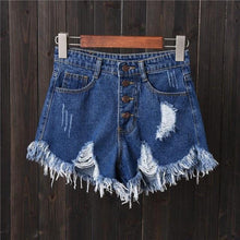 Load image into Gallery viewer, Shredded Denim Shorts