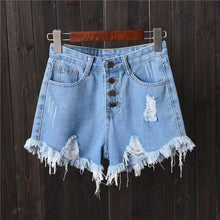 Load image into Gallery viewer, Shredded Denim Shorts