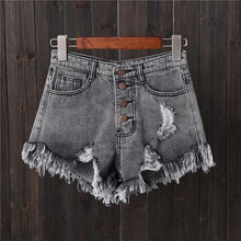Load image into Gallery viewer, Shredded Denim Shorts