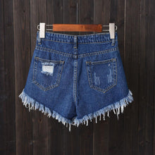 Load image into Gallery viewer, Shredded Denim Shorts