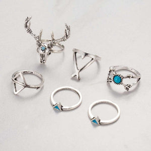 6 Piece Set Bohemian Style Rings