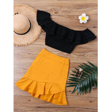 Load image into Gallery viewer, Off-Shoulder Crop Top &amp; Ruffled Mini Skirt (2 Piece Set)