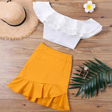 Load image into Gallery viewer, Off-Shoulder Crop Top &amp; Ruffled Mini Skirt (2 Piece Set)