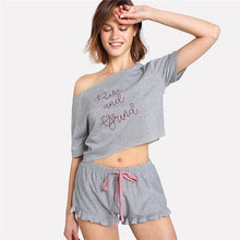 Load image into Gallery viewer, &#39;Rise and Grind&#39; Frill Hem Pajamas Set (2 Piece Set)