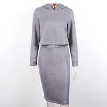 Load image into Gallery viewer, Solid Suede Hoodie &amp; Pencil Skirt (2 Piece Set)