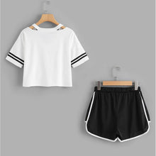 Load image into Gallery viewer, Striped T-Shirt &amp; Drawstring Shorts (2 Piece Set)