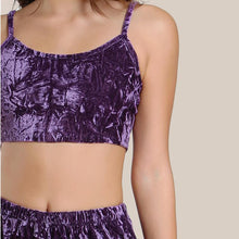 Load image into Gallery viewer, Velvet Crop Top &amp; Elastic Shorts (2 Piece Set)