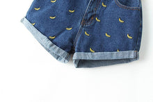 Load image into Gallery viewer, Banana Embroidery Denim Shorts