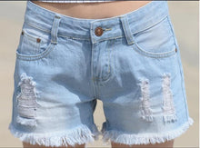 Load image into Gallery viewer, Shredded Denim Shorts