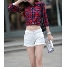 Load image into Gallery viewer, Shredded Denim Shorts
