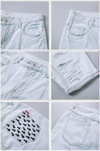 Load image into Gallery viewer, Shredded Dog Embroidery Denim Shorts