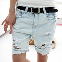 Load image into Gallery viewer, Shredded Dog Embroidery Denim Shorts