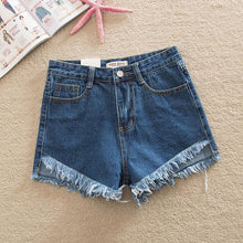 Load image into Gallery viewer, Shredded Hem Denim Shorts