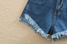 Load image into Gallery viewer, Shredded Hem Denim Shorts